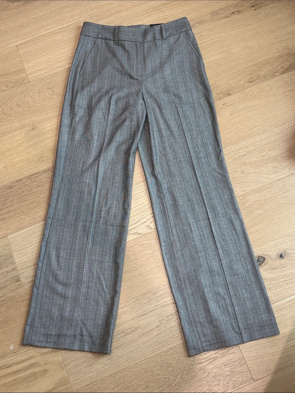 White House Black Market Gray Pinstripe Wide-Leg Dress Pants